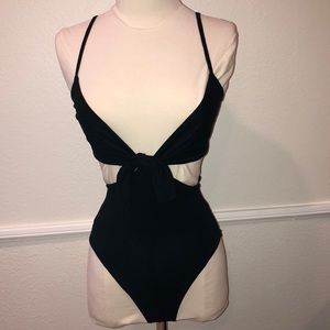 Black front tie Bodysuit